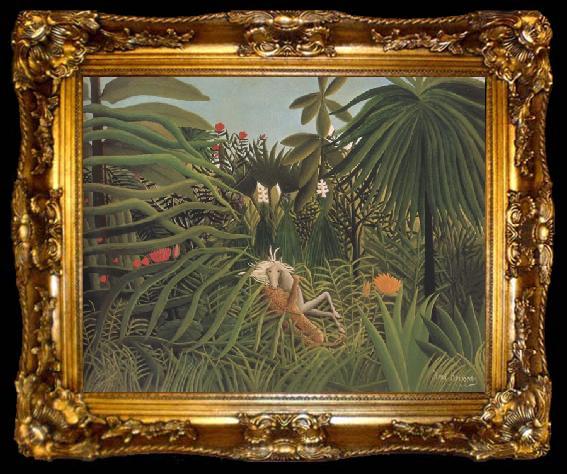 framed  Henri Rousseau Fight Between a Jaguar and a Horse, ta009-2